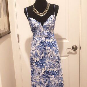 New Without Tags Women's Blue and White Maxi Sun Dress by CIDER Size 3XL